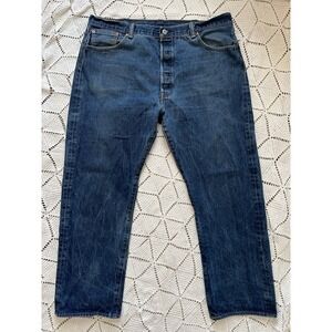Y2K Levi's 501 Jeans W42 L32 Early 2000s Button Fly Straight Denim Cotton *pics
